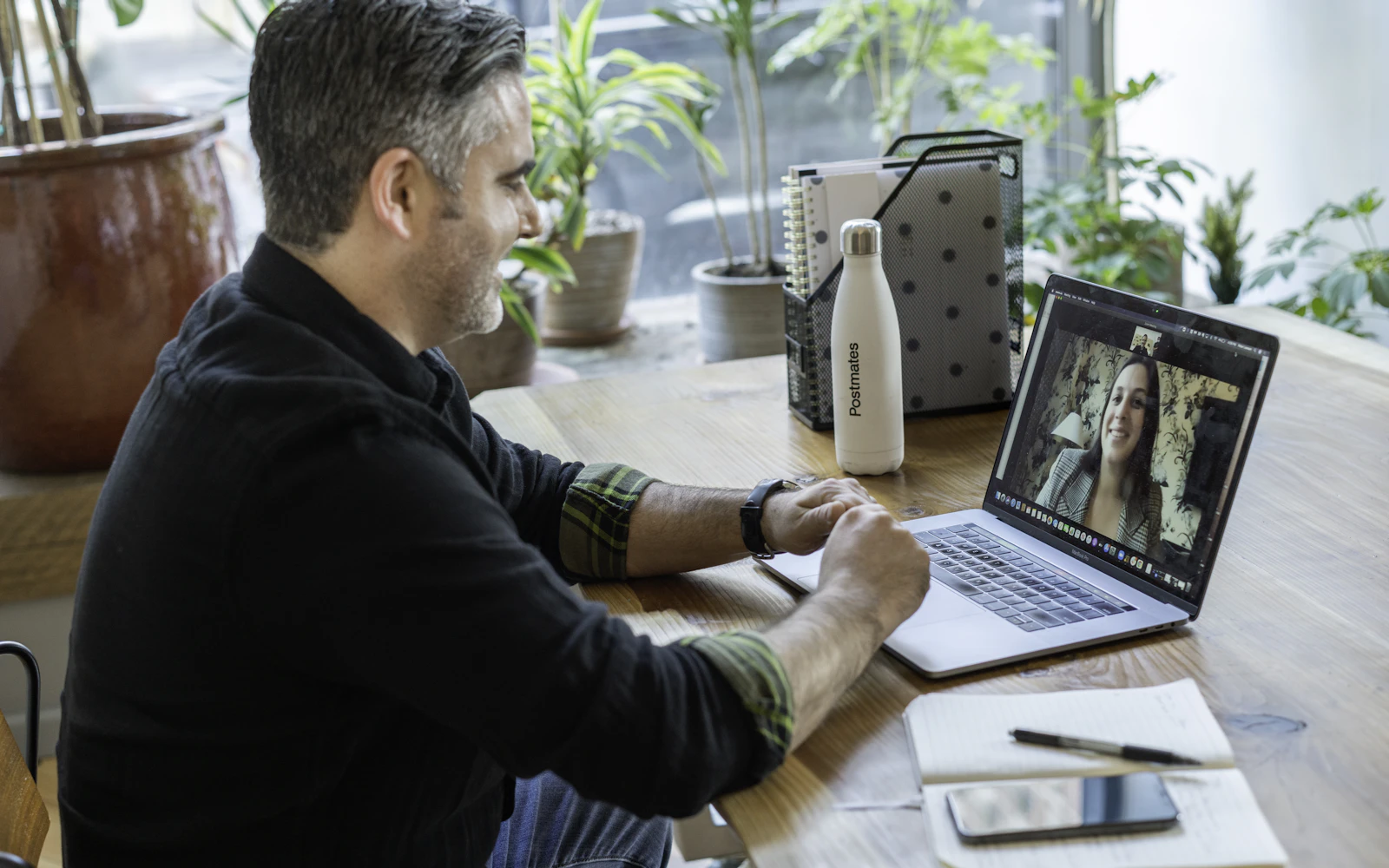 Video call with a client discussing a project