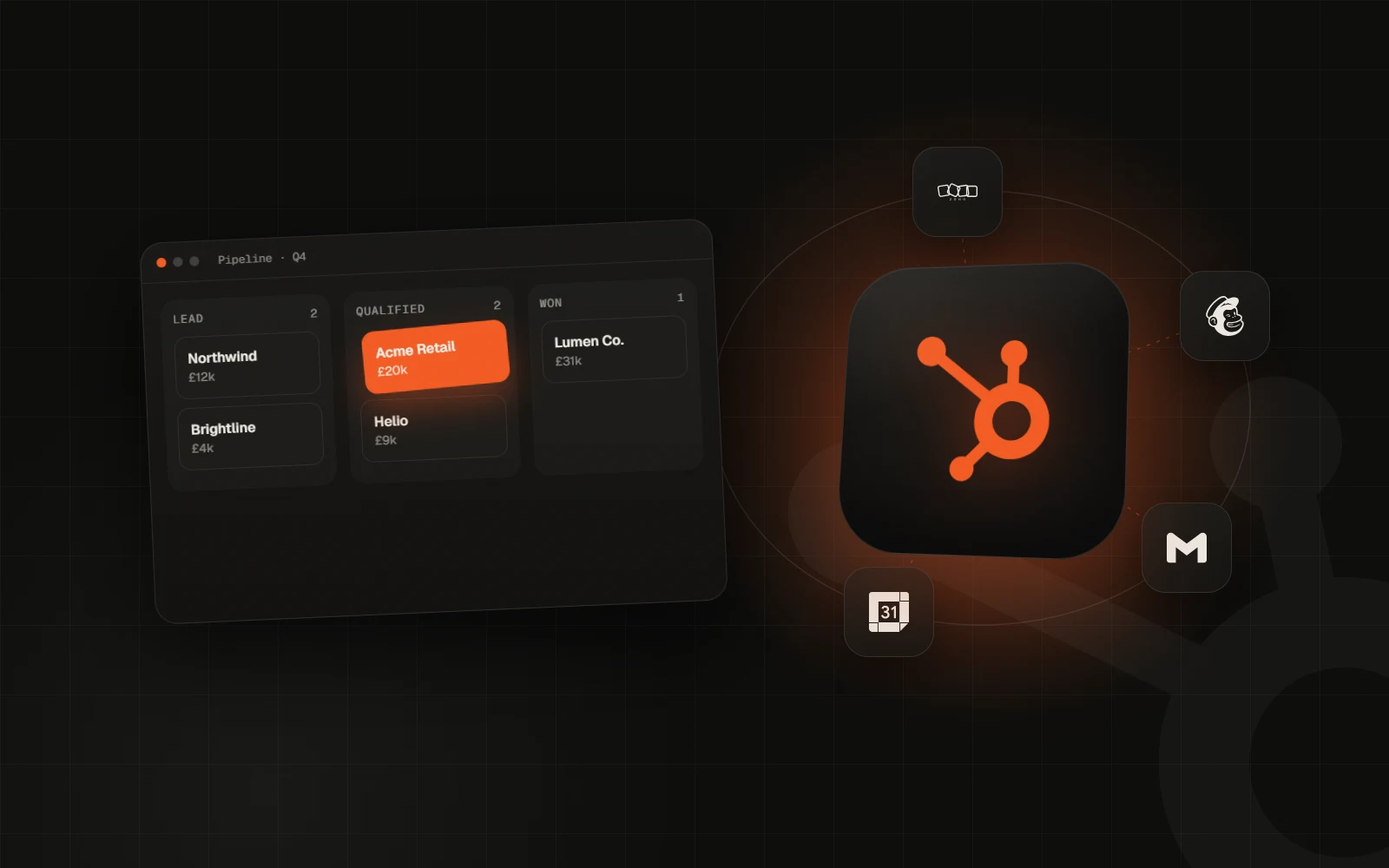 CRM sales pipeline board with HubSpot integration