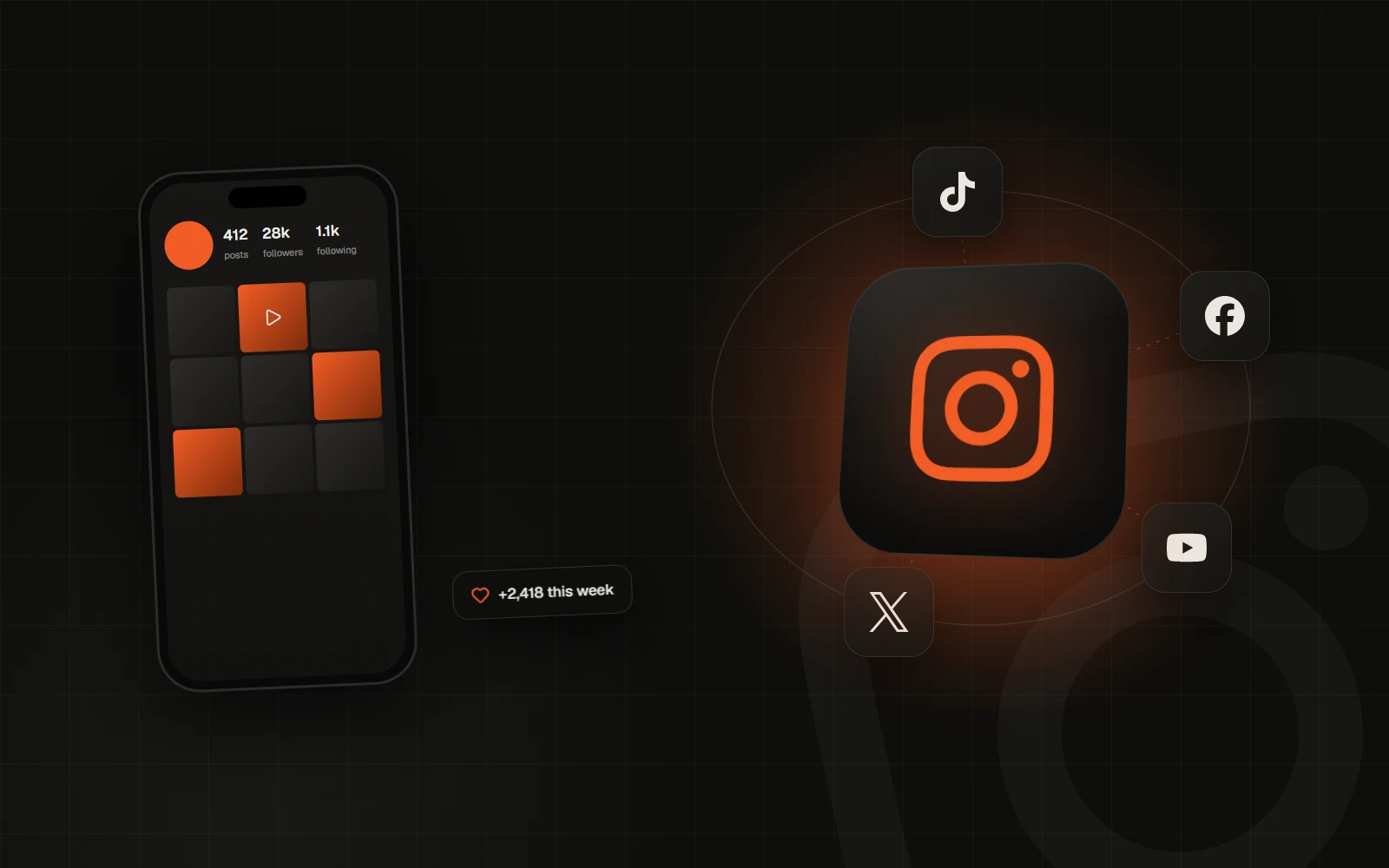 Instagram profile grid with growing engagement