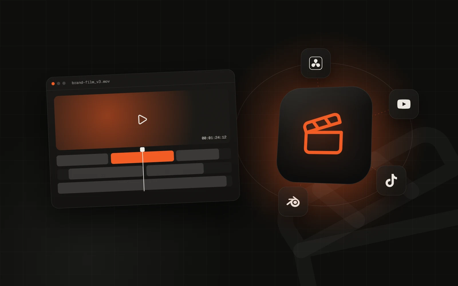 Video editing timeline with preview monitor