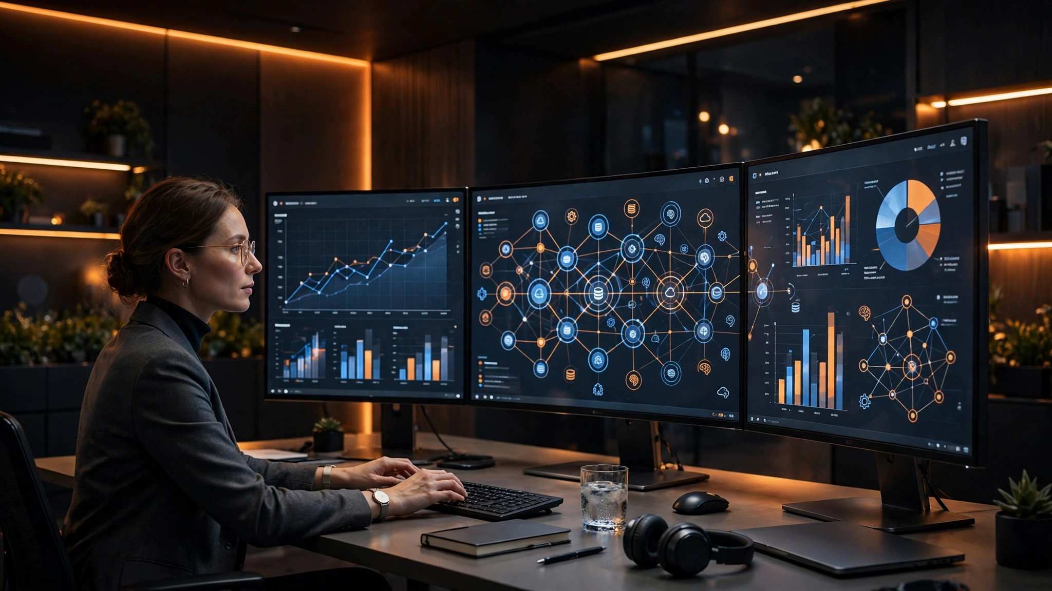 Business user building an enterprise AI agent from company data dashboards