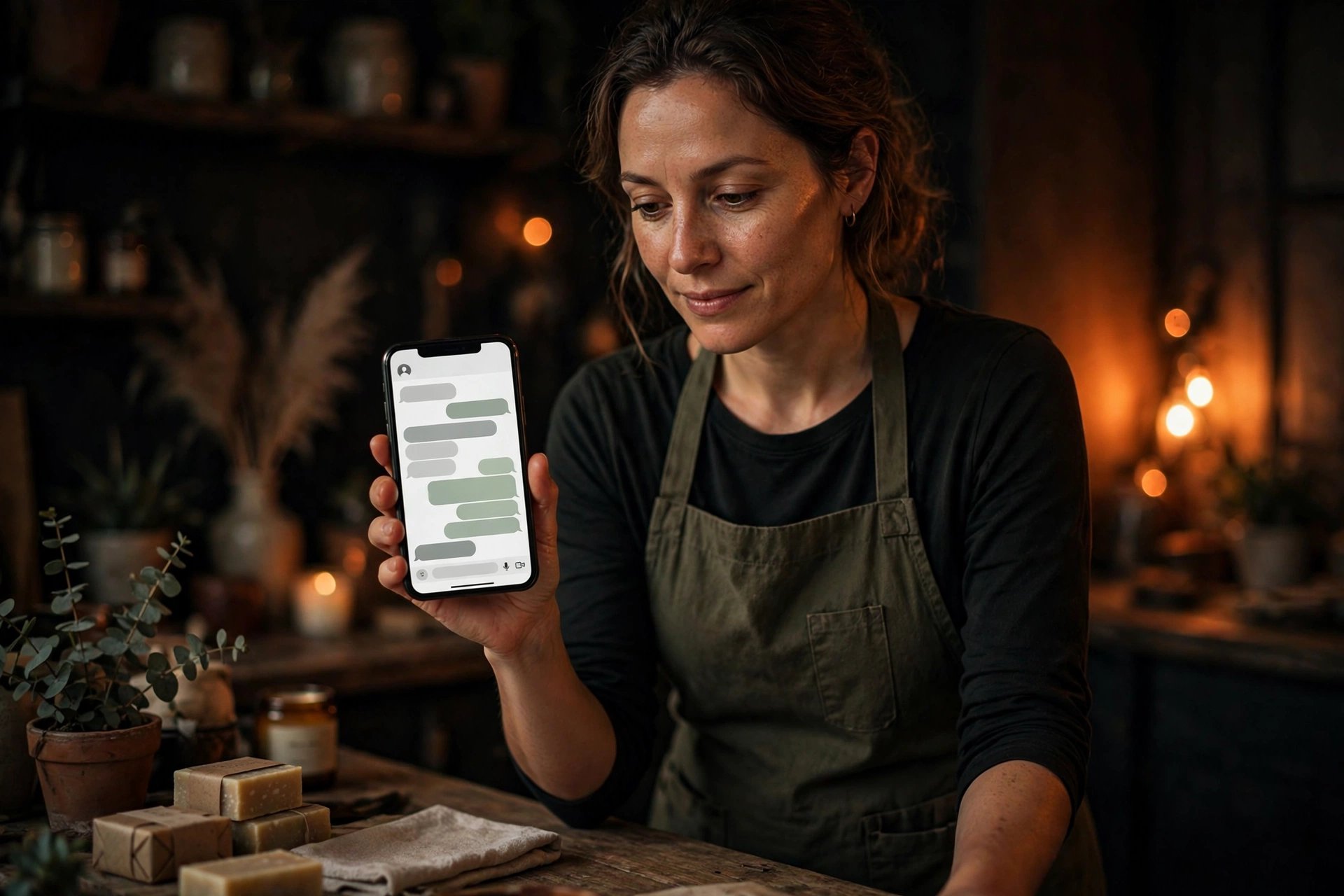 WhatsApp AI chatbot conversation on a customer phone
